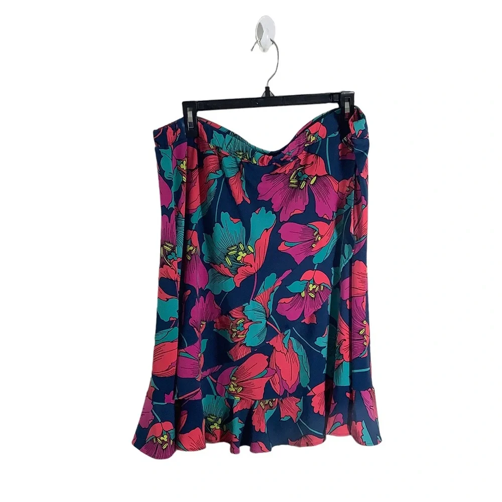 Leota Floral Print Faux Wrap Skirt